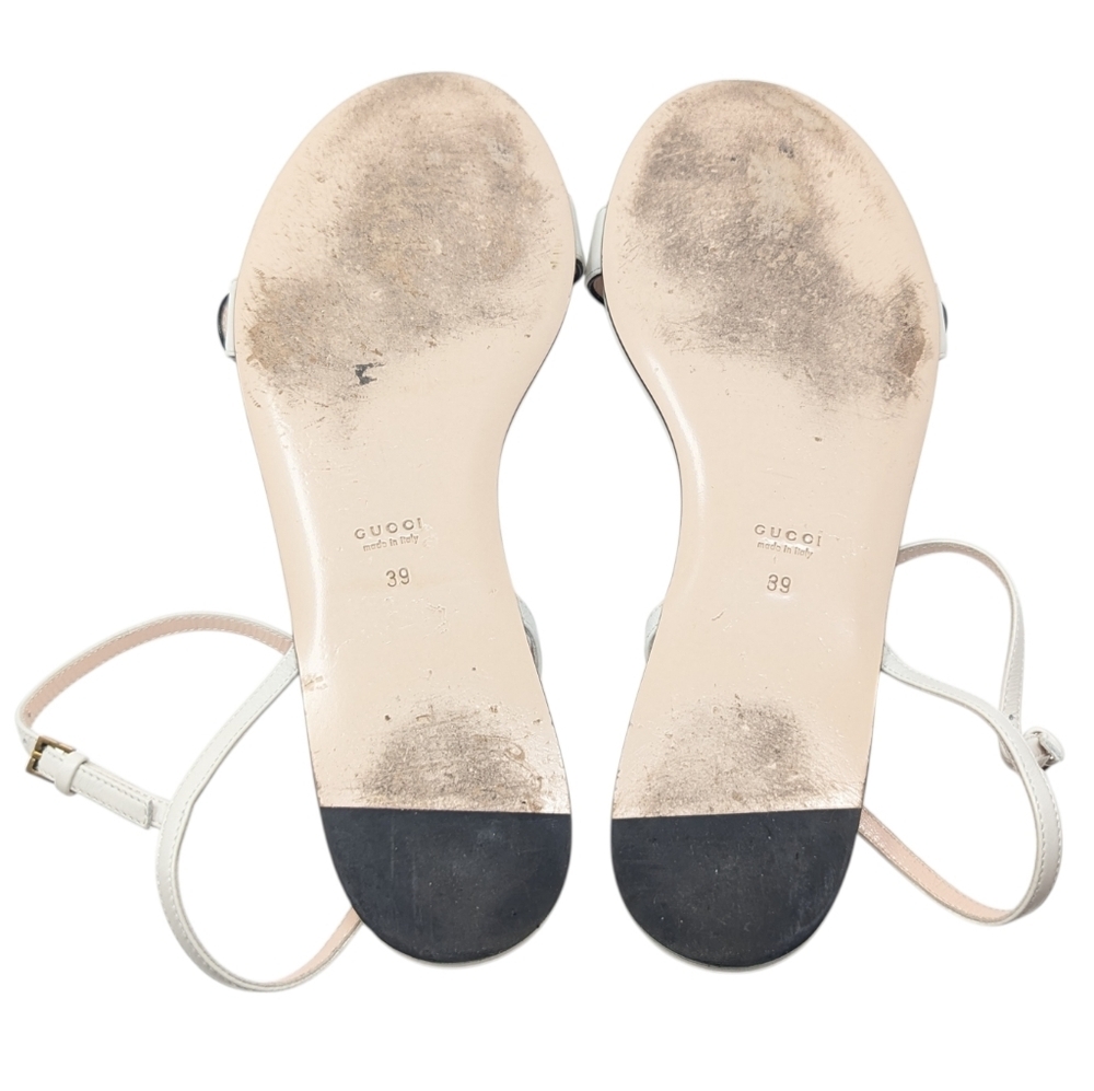 Gucci Marmont GG Double G Ivory White Flat Sandal Size EU 39 - Picture 12 of 12